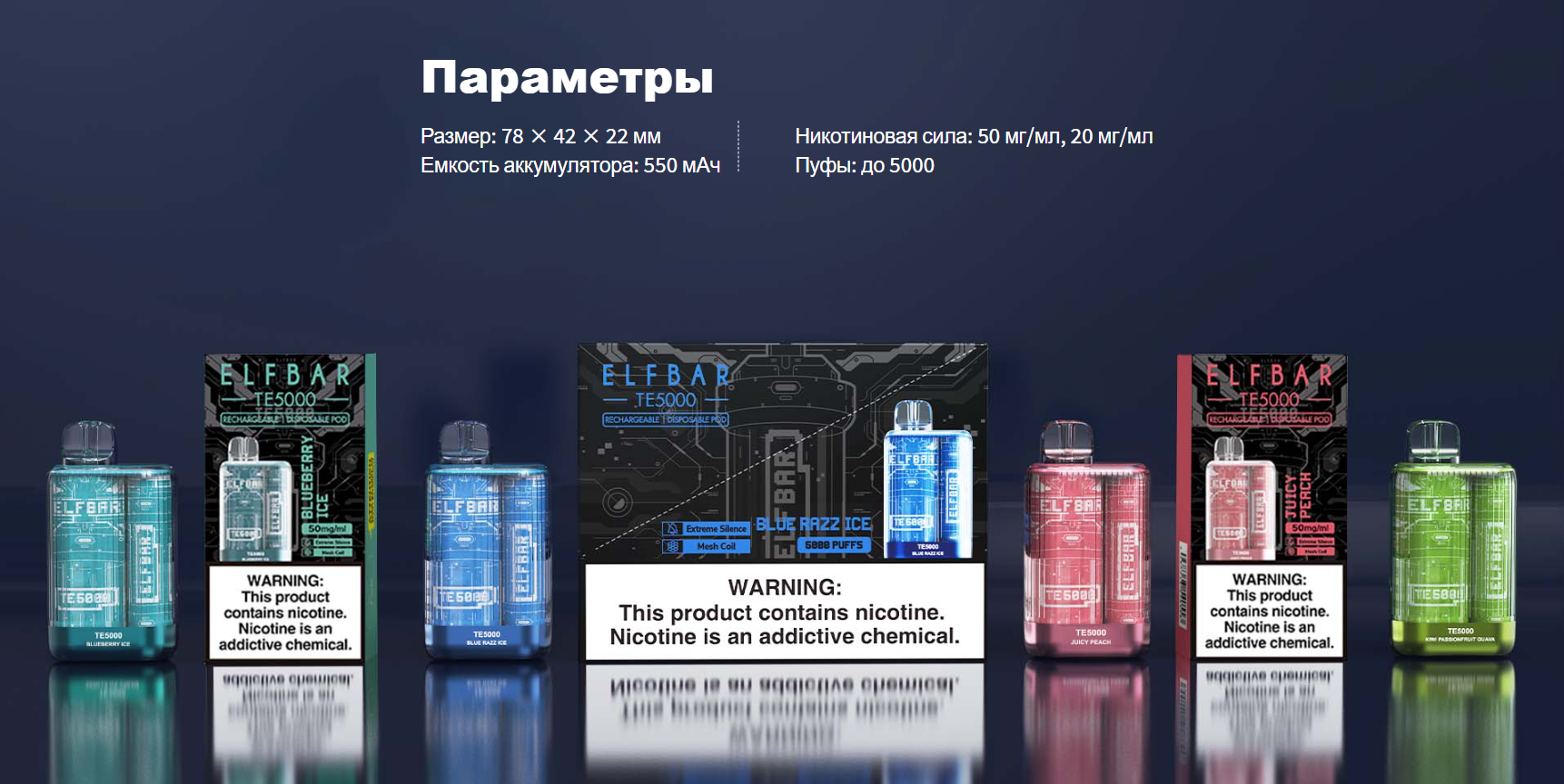 ELF BAR TE 5000 ХАРАКТЕРИСТИКИ